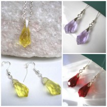 wedding photo -  GIFT for Girlfriend, Crystal Jewelry Set, Sterling Silver, Necklace and Earrings, Citrine Crystal, Bridal Jewelry, Primrose Yellow