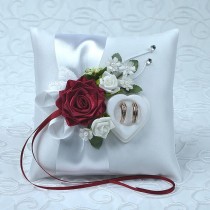wedding photo -  Wedding ring cushion with ivory rings holder