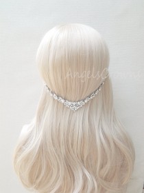 wedding photo - Pearl Wedding Hair Jewelry Silver bridal hair chain headpiece statement crown bridal head chain beach wedding prom bridesmaid tiara circlet