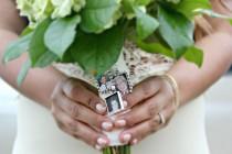 wedding photo - Rhinestone Rectangle Photo Frame Bouquet Charm