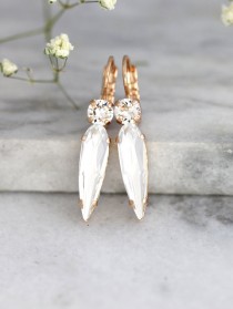 wedding photo -  White Crystal Drop Earrings, Bridal Drop Earrings, Swarovski Drop Earrings, Bridesmaids Earrings, Gift For Her,Bridal Clear Crystal Earrings