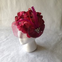 wedding photo - Magenta Flower Fascinator, Vintage Fascinator Hat, Magenta Kentucky Derby Hat, Magenta Wedding Fascinator, Pink Wedding Hats and Fascinators