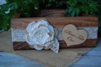 wedding photo - Rustic Program Box with Burlap and Shabby Chic Flower /Rustic Centerpiece Box/Shabby Chic Favor Box/Rustic Wedding Decor/Shabby Chic Wedding