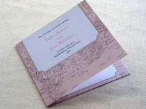 wedding photo - Vintage Map Wedding Program -  Destination Travel Ceremony Program - Square with Monogram - SAMPLE