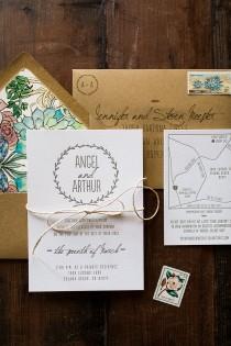 wedding photo -  Letterpress Wedding Invitation: Floral and Nature Inspired