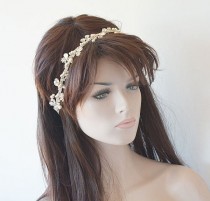 wedding photo -  Wedding Rhinestone Headband, Pearl Headband, wedding headpiece, Bridal Hair Jewelry