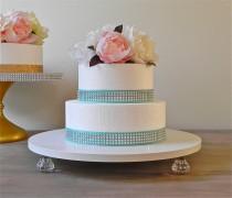 wedding photo - 14 inch Wedding Cake Stand Cupcake Bling White Cake Stand Silver Wedding Decor E. Isabella Designs  Featured In Martha Stewart Weddings