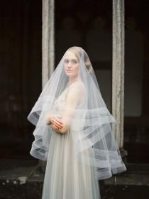 wedding photo - Double horsehair ribbon veil with blusher, horsehair wedding veil, horsehair bridal veil, circle wedding veil, drop veil, Style V32