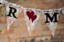 wedding photo - Lace MR & MRS Wedding Banner/ Wedding Banner with hearts/ Photography prop, bunting, sweetheart table