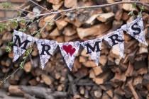 wedding photo - Lace MR & MRS Wedding Banner/ Wedding Banner with hearts/ Photography prop, bunting, sweetheart table