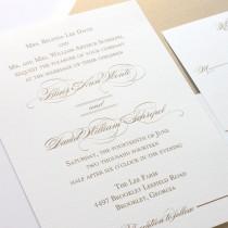 wedding photo - Gold Wedding Invitation, Elegant Script Calligraphy Wedding Invitation  - Sample Package, Thermography Printing (Free Shipping)