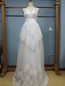 wedding photo -  Aliexpress.com : Buy Halter Backless Summer Beach Wedding Dress with Lace Trim Boho Bridal Gown with Pearls from Reliable dress shirt slim fit suppliers on Gama Wedding Dress