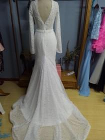 wedding photo -  Aliexpress.com : Buy O Neck V Back Long Sleeves Trumpet Mermaid Lace Wedding Dresses with Belt from Reliable wedding dress red flowers suppliers on Gama Wedding Dress