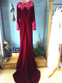wedding photo -  Aliexpress.com : Buy Burgundy Full Sleeves Mermaid Evening Dress with Beading Formal Occasion Gown from Reliable evening shoes with rhinestones suppliers on Gama We