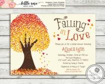 wedding photo - Falling in Love Invitation - Fall Bridal Shower Invite - Fall Tree - Baby Shower - Printable - LR1017BR Orange