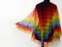 wedding photo - knit shawl, Knit Rainbow shawl, hand knit shawl, lace shawl, triangular shawl, Lace Wool Shawl, Knitting Shawl, Hand Knitting