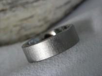wedding photo - Titanium Ring with Flat Profile Frosted Finish Wedding Band