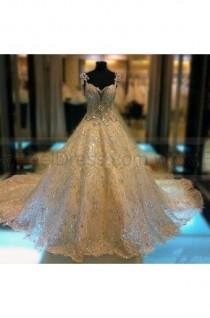wedding photo -  Luxury Princess Bridal Gowns Thousands of Shiny Swarovski Crystals A Line Royal Train Gorgeous Amazing Wedding Dresses 2014