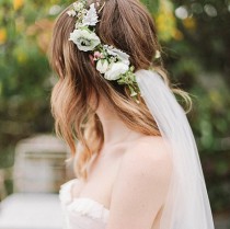 wedding photo - Custom Floral Crown with Veil
