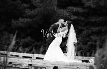 wedding photo - 2-Tier CATHEDRAL CASCADING VEIL w/ Satin Ribbon, bridal veil wedding veil, blush, ivory color, traditional, classical veil, floating veil
