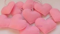 wedding photo - Set of 10 pink heart decorations, wedding favors, Pink wedding heart ornaments, girl baby shower favors, Valentine's day heart decorations,