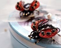 wedding photo - Ladybug brooch red black handcrafted Lady cow jewelry Ladybird beetle insect art Bridesmaid gift pin small Ladybug brooch Spring wedding