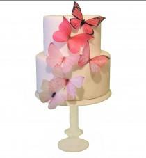 wedding photo - Cake Topper - 6 Pink Ombre Edible Butterflies - Wedding Cake Toppers, Cake Decorations