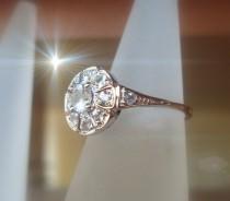 wedding photo - white gold ring, natural pure white Sapphiresring handmade Art Deco  P-026