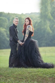 wedding photo - Gothic Tulle And Satin Shredded Style Wedding Dress