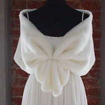 wedding photo - Faux Fur Capelet Bride's Cape Winter Wedding Coat Available in Winter white or Ivory faux fur artificial fur sheared rabbit
