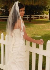 wedding photo - Waltz Wedding Veil with Double Cut French Alencon Lace - Bridal Veil - Spanish Mantilla - Luxor
