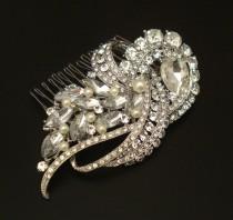 wedding photo - Vintage Style Bridal Rhinestone Hair Comb with Ivory or White Swarovski Pearls or Without Pearls or Only Brooch for Less
