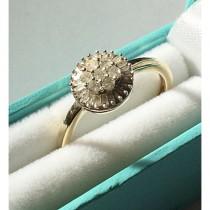 wedding photo - Vintage 9ct Gold Diamond Cluster Ring.