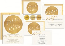 wedding photo -  Gold Wedding Invitation Suite Printable, Metallic Wedding Invite, Wedding Invitation set, Template, Gold Glitter, Modern, DIY, Digital