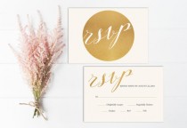 wedding photo -  Modern Wedding RSVP Card Printable, Gold rsvp Insert, Rsvp Card PDF, Gold Wedding Rsvp Card, Digital, Wedding Invitation Suite, DIY, Circle