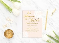 wedding photo -  Floral Bridal Shower Invitation Printable, Pink Bridal Shower Invite, Gold and Pink, Wedding Shower Invitation, blush pink, modern, digital