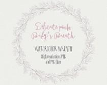 wedding photo - Watercolor floral wreath: soft, delicate Baby's Breath; hand painted; wedding resources; watercolor clipart - digital download
