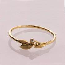 wedding photo - Leaves Diamond Ring No. 1 - 14K Gold and Diamond engagement ring, engagement ring, leaf ring, filigree, antique, art nouveau, vintage
