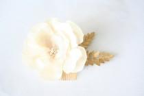 wedding photo - Flora collection - natural fiber petals with copper leaf accent - #1012