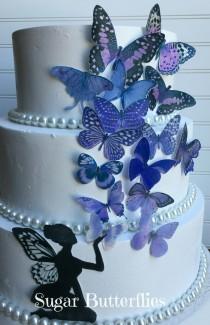 wedding photo - Edible Butterflies Lavender Purple with or without Fairy Cake/Cupcake topper