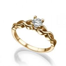 wedding photo - Braided Diamond Engagement Ring, 14K Rose Gold Ring, Solitaire Engagement Ring, 0.42 CT Diamond Ring Band, Art Deco Ring