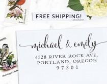 wedding photo - Custom Address Stamp, Calligraphy Stamp, Wedding Adress Stamp,Personalized Stamp Eco Mount or Self Inking - Emily