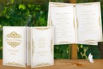 wedding photo - SALE! DiY Printable Wedding Program Template - Instant Download - EDITABLE TEXT - Natalia (Gold) - Microsoft® Word Format