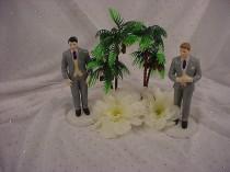wedding photo - Fashionable Groom Gay Same Sex 2 Grooms Wedding Cake Toppers- Grey Tux Groom Themed Weddings- Plum Grape Violet Purple Fall Wedding Decor