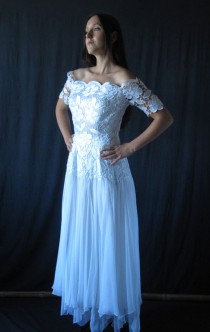 wedding photo - Vintage French Wedding dress sateen and guipure
