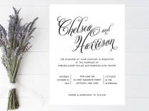 wedding photo - Black and White Wedding Invitation - Formal, Simple, Traditional Wedding Invitations - Black White Wedding Invitations