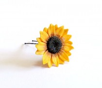 wedding photo -  Large Sunflower Hairpin. Big Sunflower Hairpin . Sunflower Hair Clip . Summer Hair Accessories, Yellow Flower Hair pin, Wedding Hair Flower