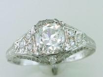 wedding photo - Vintage Antique GIA Certified 1.20ct Diamond Platinum Art Deco Engagement Ring