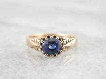 wedding photo - Victorian Sapphire Engagement Ring, Antique Sapphire Solitaire Ring,  RVH8ME-P
