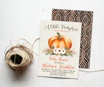 wedding photo - Little Pumpkin Fall Baby Shower Invitation Printable, Autumn Invite, Gender Neutral Colors, is on the way, Orange and Brown Harvest, October